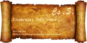 Csaknyai Sándor névjegykártya